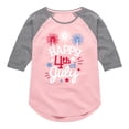 thumbnail image 1 of Instant Message - Happy 4Th Of July - Toddler & Youth Girls Raglan Graphic T-Shirt, 1 of 6