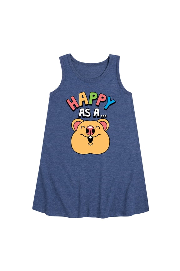 - Happy As A Quokka Graphic Sleeveless Aline Dress