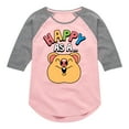 thumbnail image 1 of Instant Message - Happy As A Quokka - Toddler & Youth Girls Raglan Graphic T-Shirt, 1 of 6