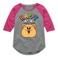 thumbnail image 1 of Instant Message - Happy As A Quokka - Toddler & Youth Girls Raglan Graphic T-Shirt, 1 of 5
