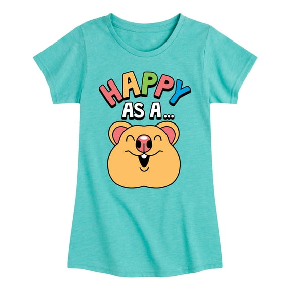Instant Message - Happy As A Quokka - Toddler & Youth Girls Short Sleeve Graphic T-Shirt