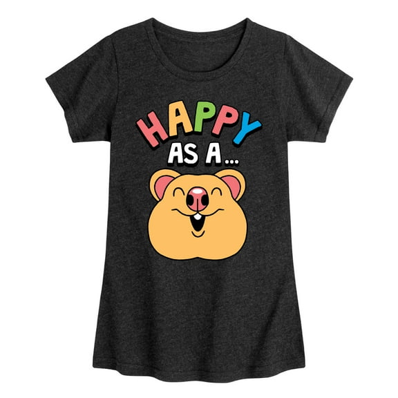 Instant Message - Happy As A Quokka - Toddler & Youth Girls Short Sleeve Graphic T-Shirt