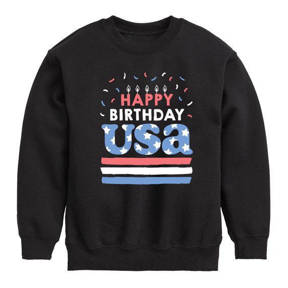 Instant Message - Happy Birthday USA - Celebratory Cake - Toddler & Youth Crewneck Fleece Sweatshirt