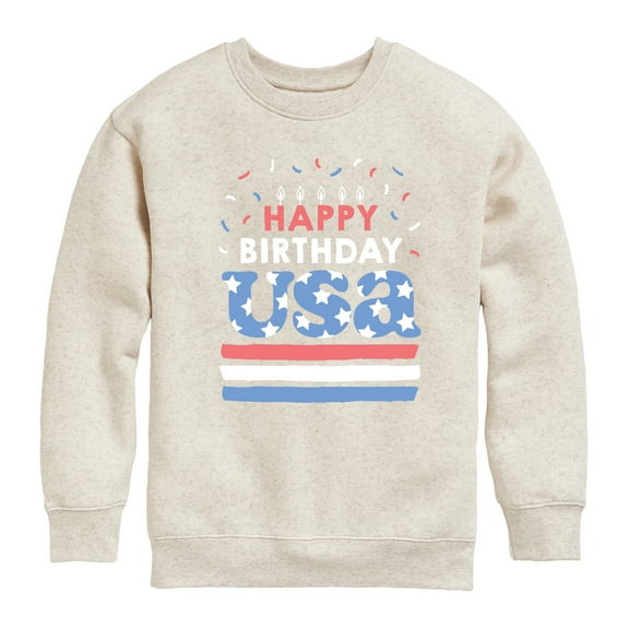 Instant Message - Happy Birthday USA - Celebratory Cake - Toddler & Youth Crewneck Fleece Sweatshirt