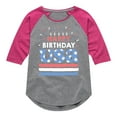 thumbnail image 1 of Instant Message - Happy Birthday USA - Celebratory Cake - Toddler & Youth Girls Raglan Graphic T-Shirt, 1 of 6