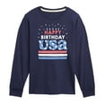 thumbnail image 1 of Instant Message - Happy Birthday USA - Celebratory Cake - Toddler & Youth Long Sleeve Graphic T-Shirt, 1 of 6