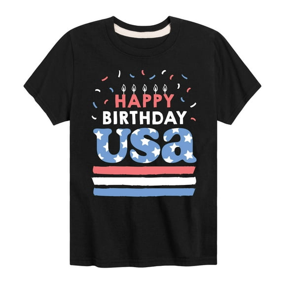 Instant Message - Happy Birthday USA - Celebratory Cake - Toddler & Youth Short Sleeve Graphic T-Shirt