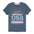 thumbnail image 1 of Instant Message - Happy Birthday USA - Celebratory Cake - Toddler & Youth Short Sleeve Graphic T-Shirt, 1 of 6
