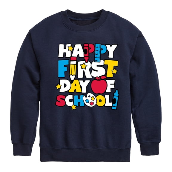 Instant Message - Happy First Day Of School - Toddler & Youth Crewneck Fleece Sweatshirt