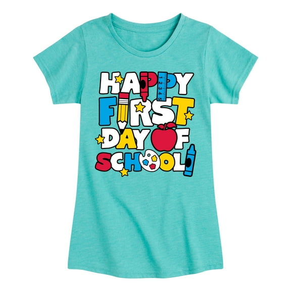Instant Message - Happy First Day Of School - Toddler & Youth Girls Short Sleeve Graphic T-Shirt