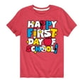 thumbnail image 1 of Instant Message - Happy First Day Of School - Toddler & Youth Short Sleeve Graphic T-Shirt, 1 of 6
