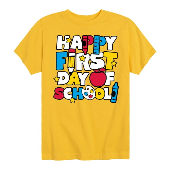 Instant Message - Happy First Day Of School - Toddler & Youth Short Sleeve Graphic T-Shirt