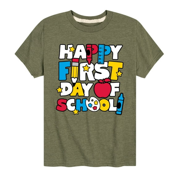 Instant Message - Happy First Day Of School - Toddler & Youth Short Sleeve Graphic T-Shirt