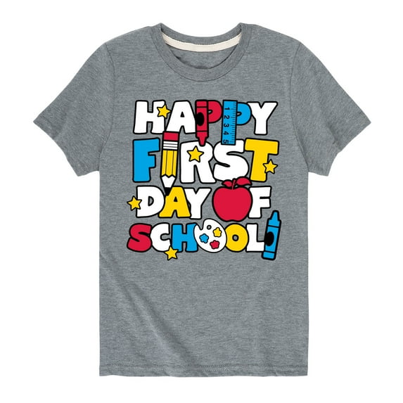 Instant Message - Happy First Day Of School - Youth Short Sleeve Graphic T-Shirt