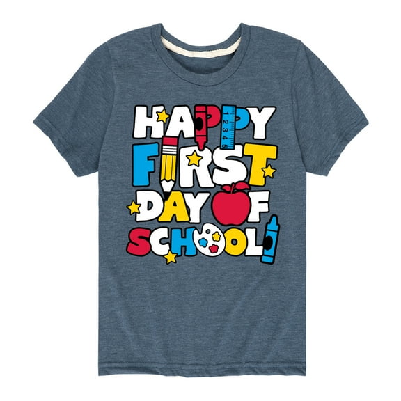 Instant Message - Happy First Day Of School - Youth Short Sleeve Graphic T-Shirt