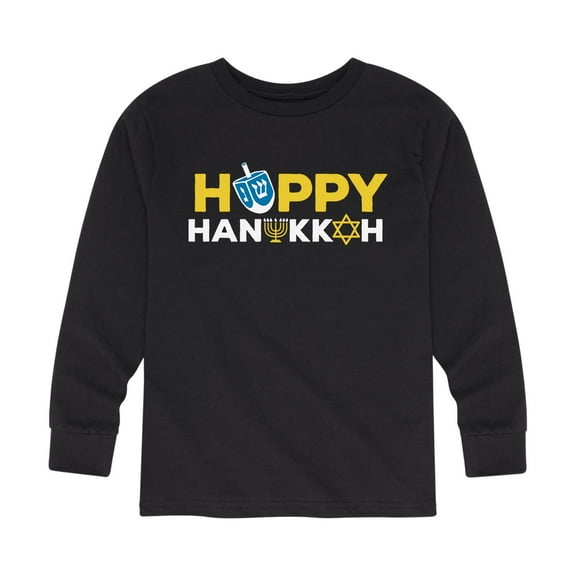 Instant Message - Happy Hanukkah Icon Font - Youth Long Sleeve Tee