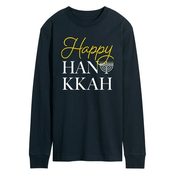 Instant Message - Happy Hanukkah - Men's Long Sleeve Graphic T-shirt