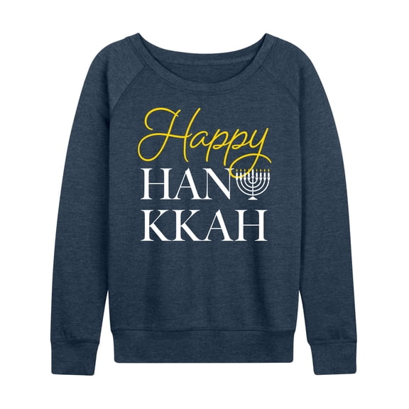 Instant Message - Happy Hanukkah - Women's French Terry Long Sleeve Pullover