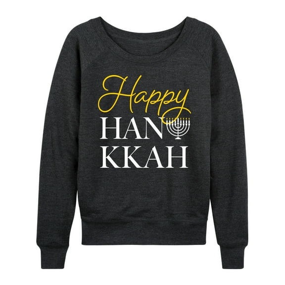 Instant Message - Happy Hanukkah - Women's French Terry Long Sleeve Pullover
