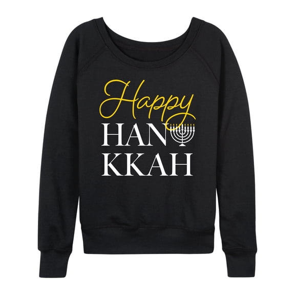 Instant Message - Happy Hanukkah - Women's French Terry Long Sleeve Pullover