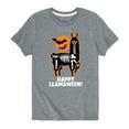 thumbnail image 1 of Instant Message - Happy Llamaween - Youth Short Sleeve Tee, 1 of 5