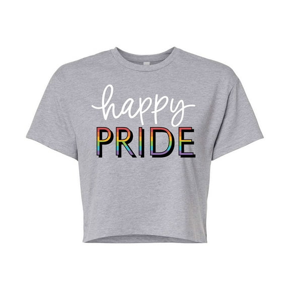 Instant Message - Happy Pride - Juniors Cropped Cotton Blend T-Shirt