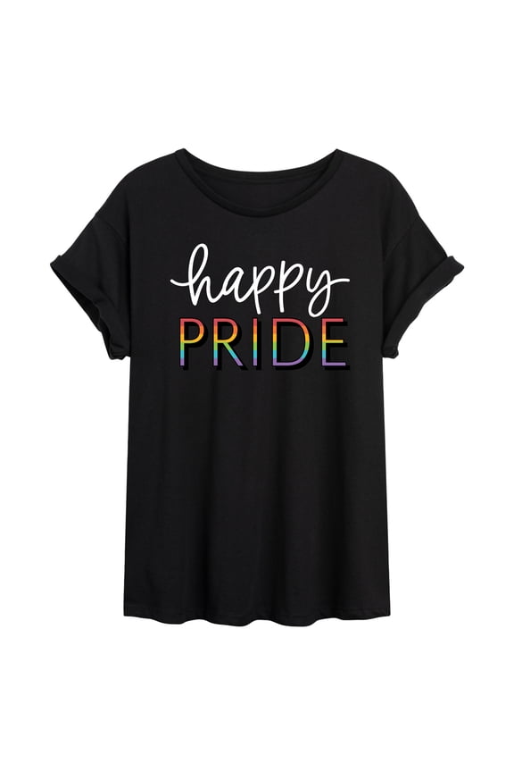 - Happy Pride - Juniors Oversized Graphic T-Shirt