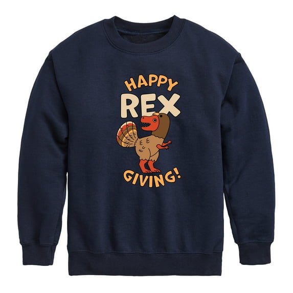 Instant Message - Happy Rex Giving - Toddler & Youth Crewneck Fleece Sweatshirt