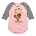 thumbnail image 1 of Instant Message - Happy Rex Giving - Toddler & Youth Girls Raglan Graphic T-Shirt, 1 of 5