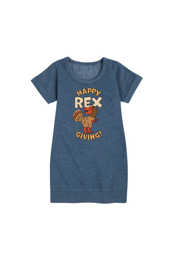 - Happy Rex Giving - Toddler & Youth Girls Raglan Graphic T-Shirt