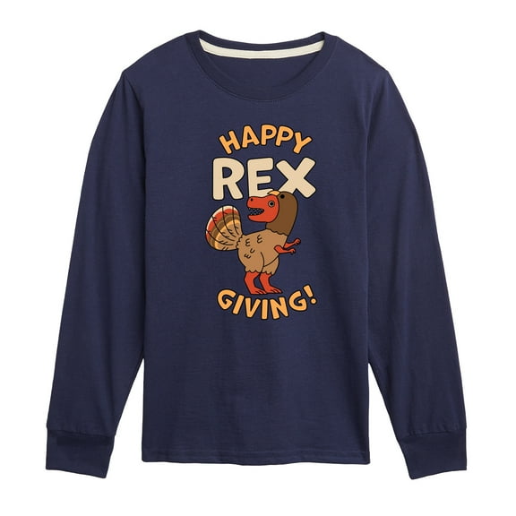 Instant Message - Happy Rex Giving - Toddler & Youth Long Sleeve Graphic T-Shirt