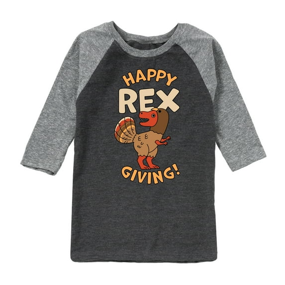Instant Message - Happy Rex Giving - Toddler & Youth Raglan Graphic T-Shirt