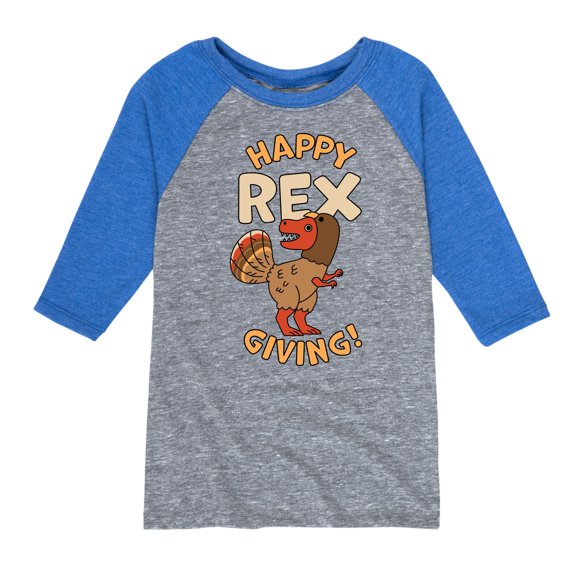 Instant Message - Happy Rex Giving - Toddler & Youth Raglan Graphic T-Shirt