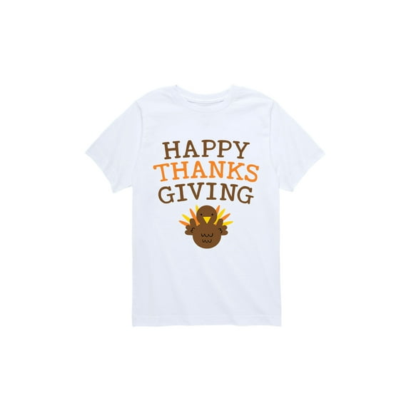 Instant Message - Happy Thanksgiving With Turkey - Youth Short Sleeve Tee