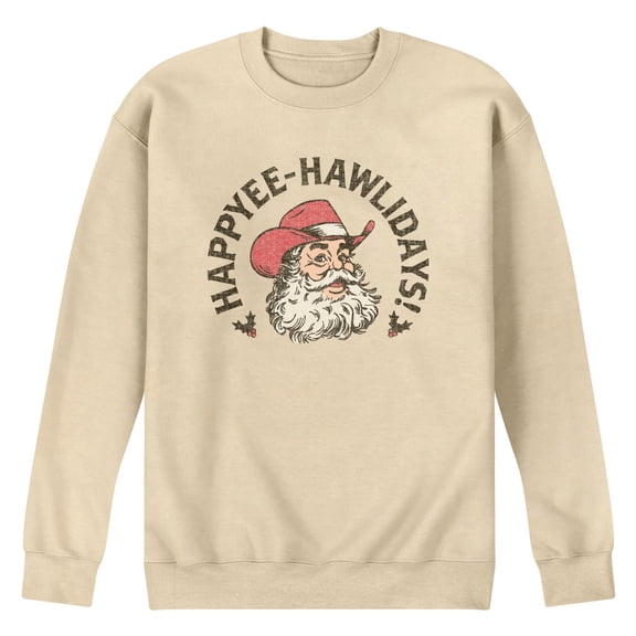 Instant Message - Happyee Hawlidays - Men's Long Sleeve Crew Fleece Sweatshirt