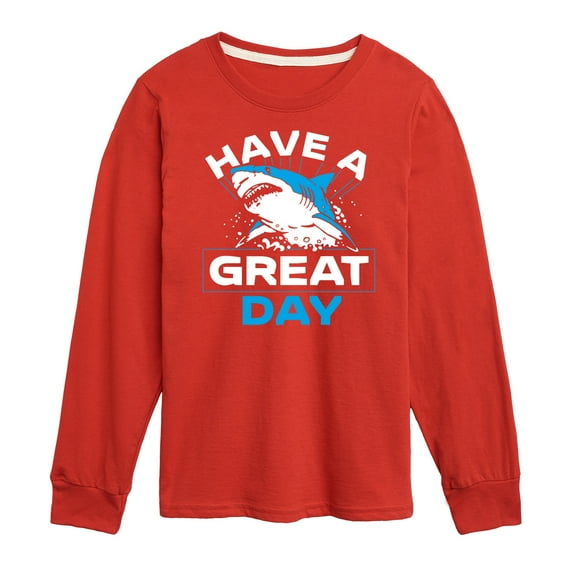 Instant Message - Have A Great Day Shark - Toddler & Youth Long Sleeve Graphic T-Shirt