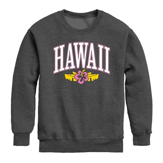 Instant Message - Hawaii Hibiscus - Youth Boys Crew Fleece Sweatshirt