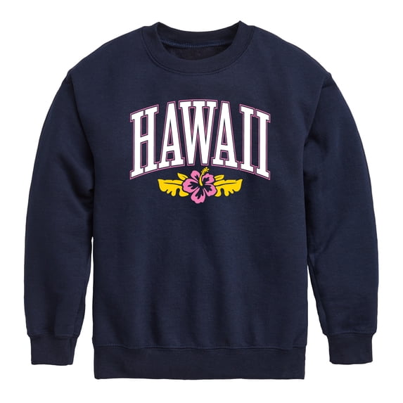 Instant Message - Hawaii Hibiscus - Youth Boys Crew Fleece Sweatshirt