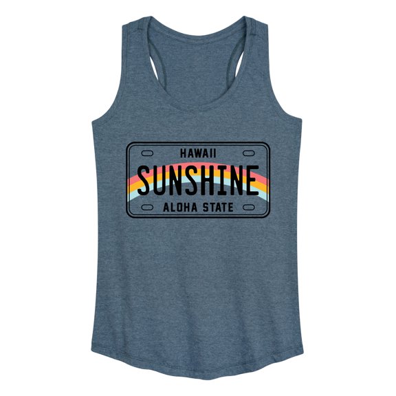 Instant Message - Hawaii License Plate Sunshine - Women's Racerback Tank Top