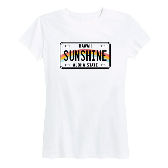 Instant Message - Hawaii License Plate Sunshine - Women's Short Sleeve Graphic T-Shirt