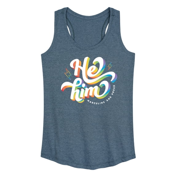 Instant Message - He Him Pronouns - LGBT Pride - Women's Racerback Tank Top