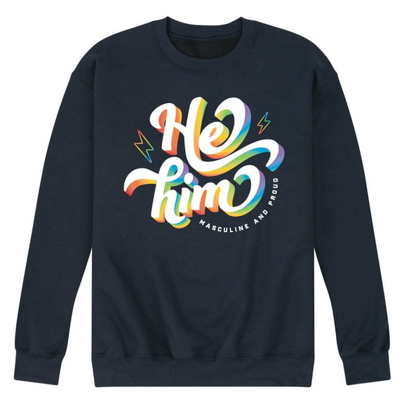 Instant Message - He Him Pronouns - Men's Crew Neck Fleece Pullover