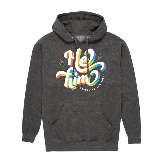 Instant Message - He Him Pronouns - Men's Pullover Hooded Fleece Sweatshirt