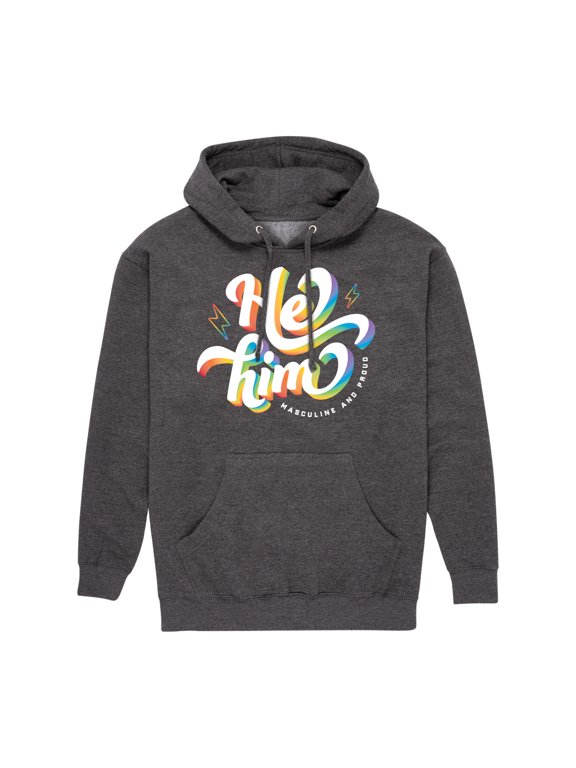 - He Him Pronouns Men's Graphic Fleece Pullover Hoodie