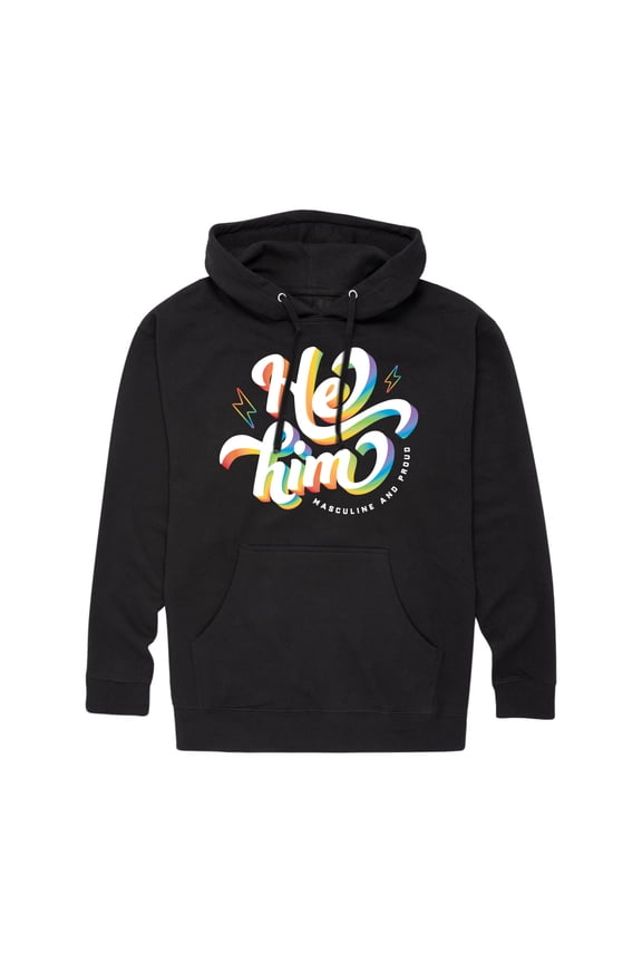 - He Him Pronouns - Men's Pullover Hooded Fleece Sweatshirt