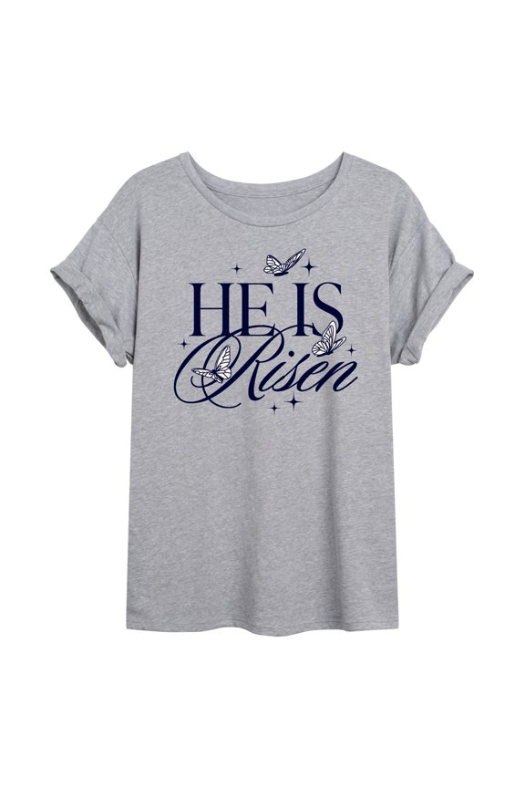 - He Is Risen - Juniors Oversized Graphic T-Shirt