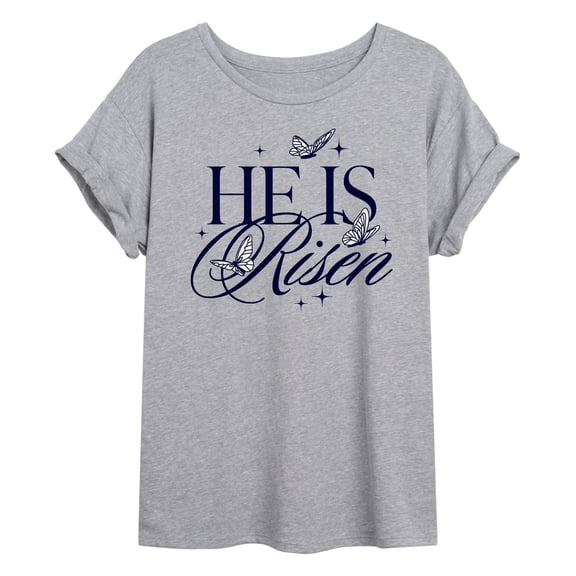 Instant Message - He Is Risen - Juniors Oversized Graphic T-Shirt