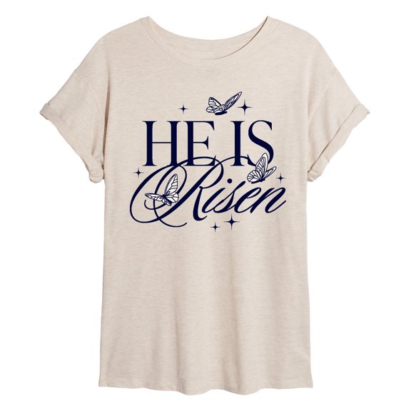 Instant Message - He Is Risen - Juniors Oversized Graphic T-Shirt