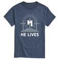 thumbnail image 1 of Instant Message - He Lives Short Sleeve Graphic T-Shirt, 1 of 5