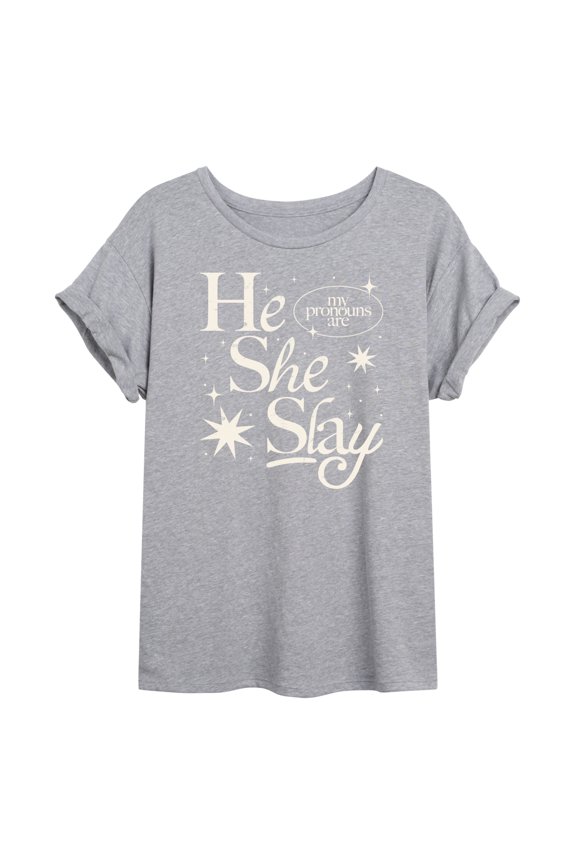 - He She Slay Oversized Graphic T-Shirt